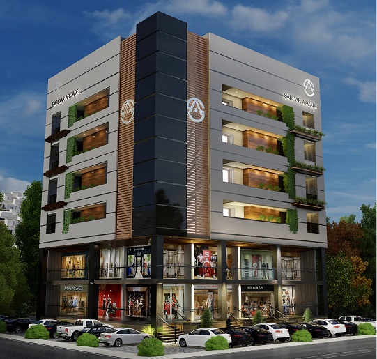 Architectural render of Sardar Arcade, a five-storey commercial building